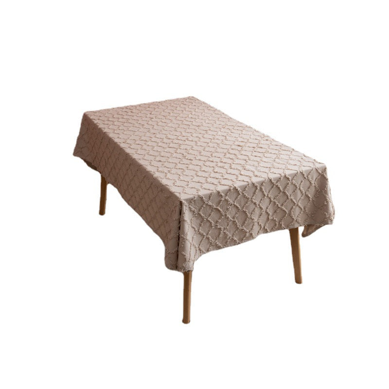 Cotton Linen Sticky Cut Flower Solid Color Rectangular Coffee Table Cloth