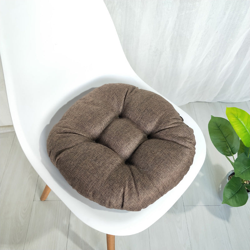 Pure Color Imitation Linen Cushion Cotton And Linen Steamed Bun Cushion