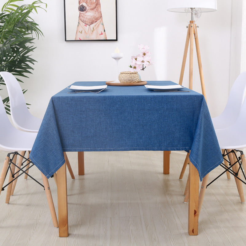 Simple Modern Cotton Linen Plain Rectangular Solid Color Table Cloth