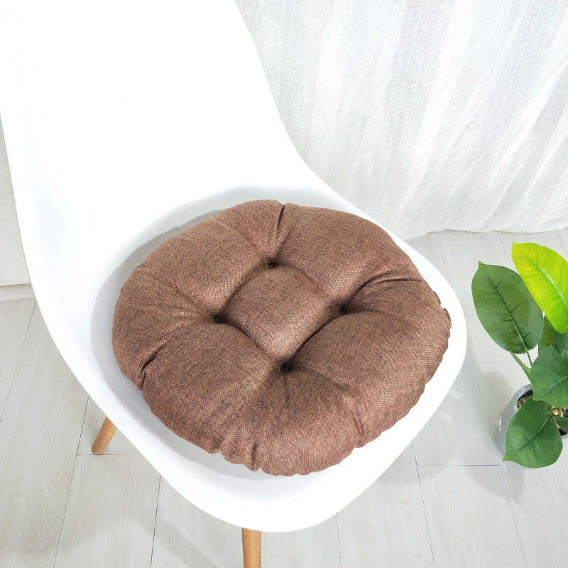 Pure Color Imitation Linen Cushion Cotton And Linen Steamed Bun Cushion