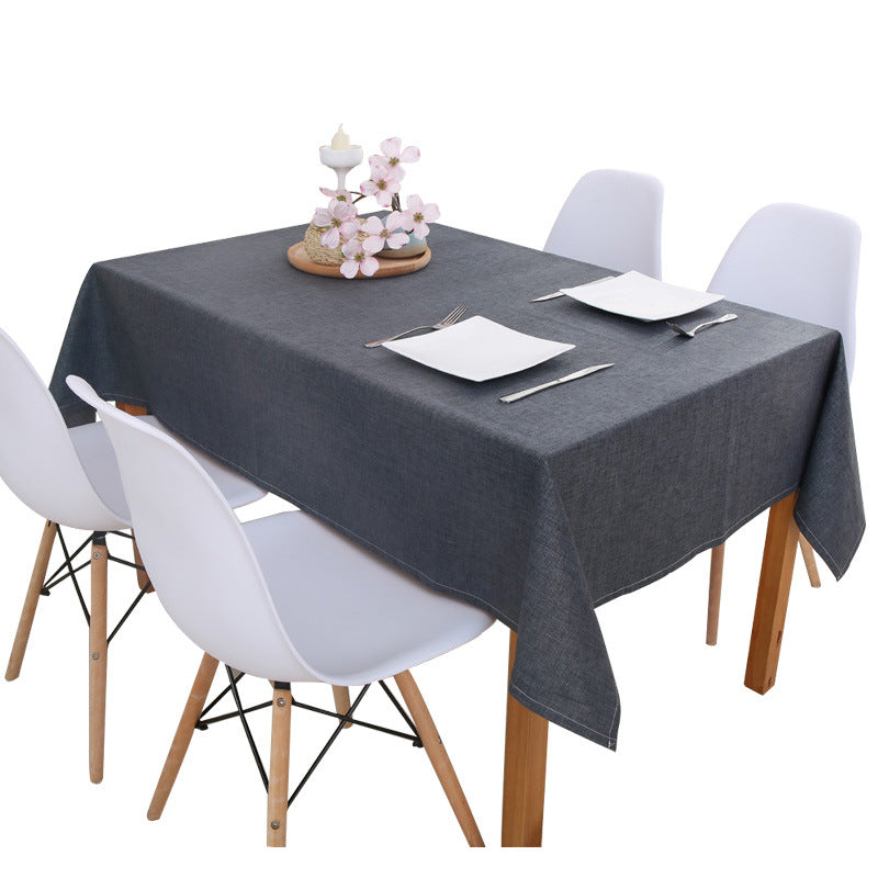 Simple Modern Cotton Linen Plain Rectangular Solid Color Table Cloth