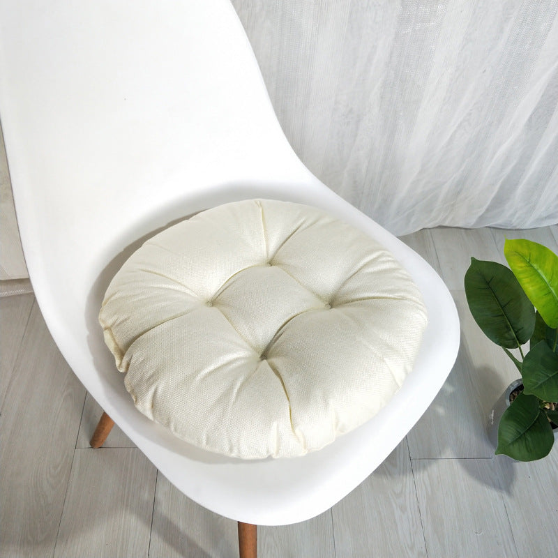 Pure Color Imitation Linen Cushion Cotton And Linen Steamed Bun Cushion