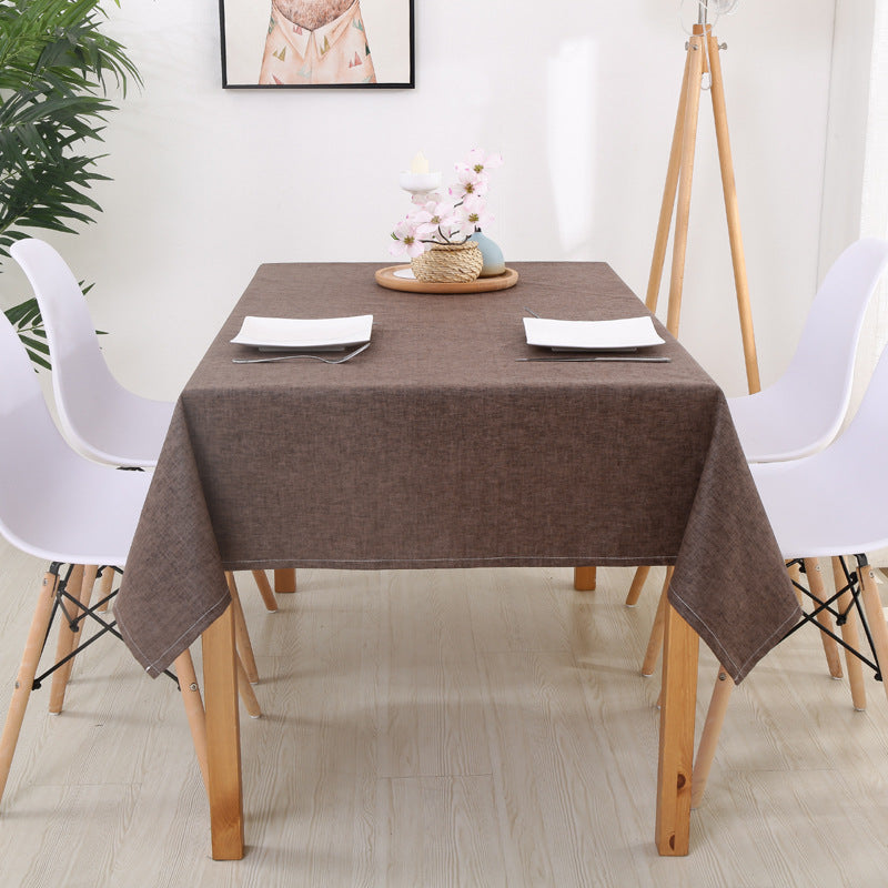 Simple Modern Cotton Linen Plain Rectangular Solid Color Table Cloth