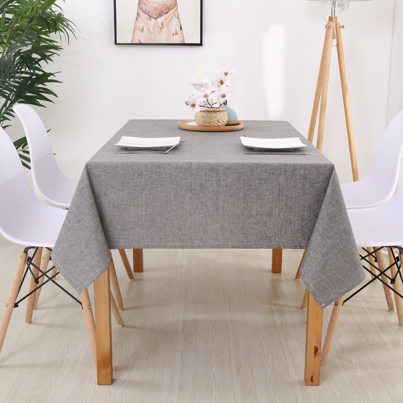 Simple Modern Cotton Linen Plain Rectangular Solid Color Table Cloth