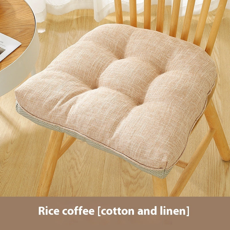 Cotton And Linen Chair Cushion Thickened Non-slip Corduroy Pearl