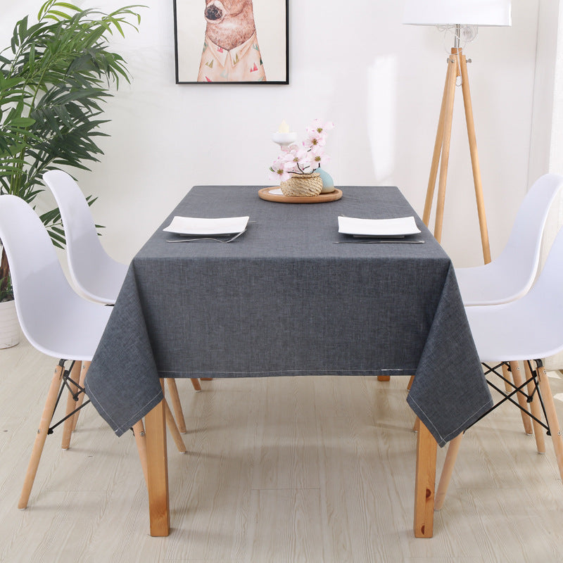 Simple Modern Cotton Linen Plain Rectangular Solid Color Table Cloth