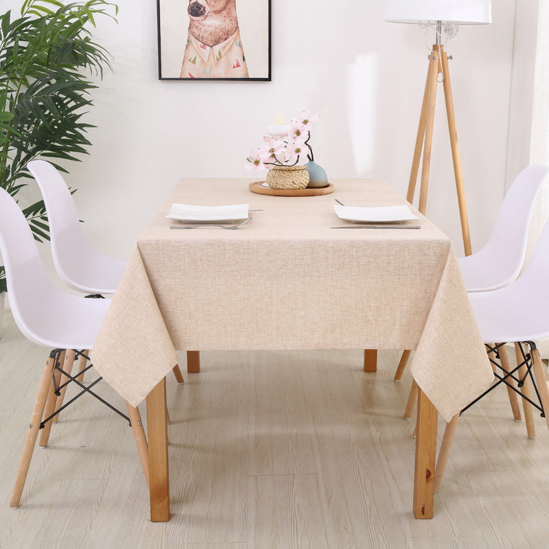 Simple Modern Cotton Linen Plain Rectangular Solid Color Table Cloth