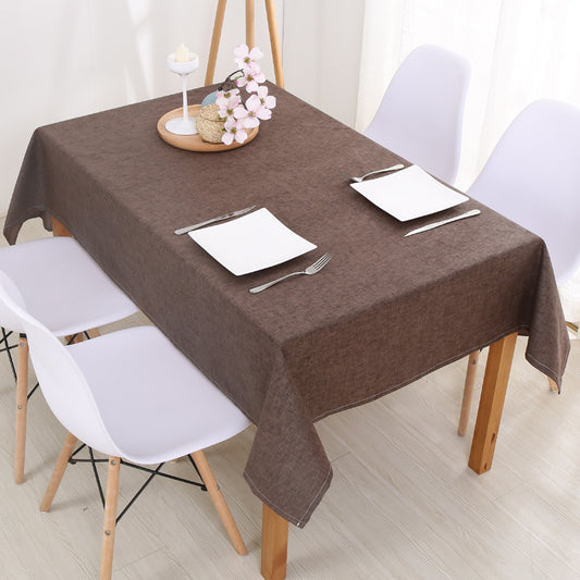 Simple Modern Cotton Linen Plain Rectangular Solid Color Table Cloth