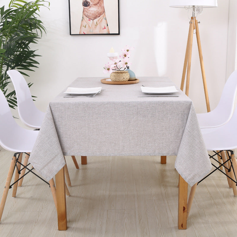 Simple Modern Cotton Linen Plain Rectangular Solid Color Table Cloth