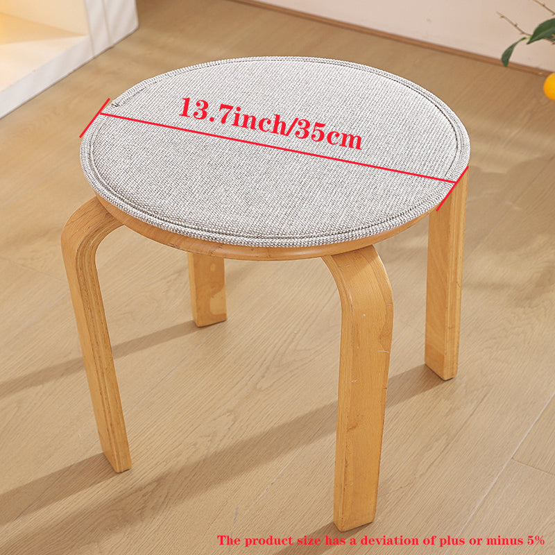 1pcs solid-color cotton-linen composite sponge round stool cushion