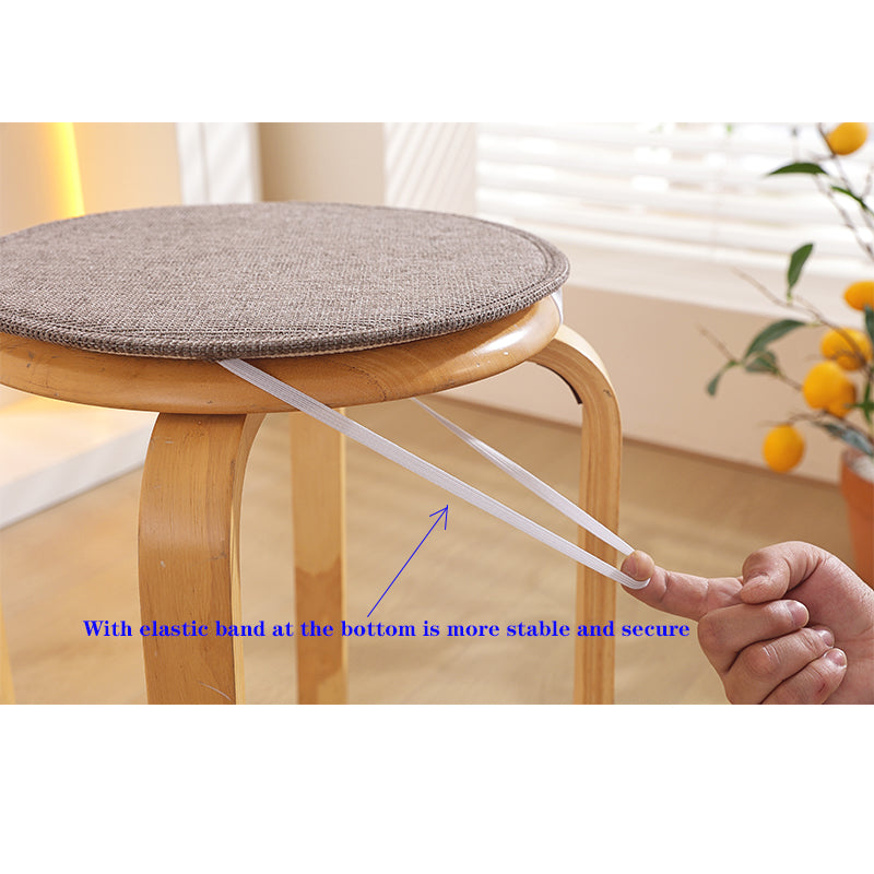 1pcs solid-color cotton-linen composite sponge round stool cushion