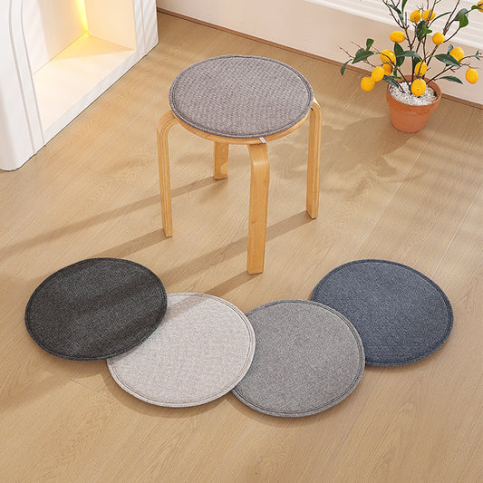 1pcs solid-color cotton-linen composite sponge round stool cushion
